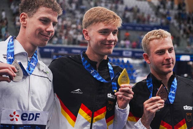 15 Aout European Aquatics Championships Paris 2026 Finales SARKANY Zalan of Hongrie , LiebMann Johannes and Klemet Olivier of Germany During Podium 1500 M Freestyle Men at the European Swimming Championships at the Greater Paris Metropolis Olympic Aquatics Centre in Paris (France) on August 15, 2026.Credit Laurent Lairys Podium 50 M Freestyle Women at the European Swimming Championships at the Greater Paris Metropolis Olympic Aquatics Centre in Paris (France) on August 12, 2026.Credit Laurent Lairys Podium 50 M Freestyle Women at the European Swimming Championships at the Greater Paris Metropolis Olympic Aquatics Centre in Paris (France) on August 15, 2026.Credit Laurent Lairys During Finale 4000 M Freestyle Men at the European Swimming Championships at the Greater Paris Metropolis Olympic Aquatics Centre in Paris (France) on August 16 2026.Credit Laurent Lairys parisFrance  Copyright: xLaurentxLairysx