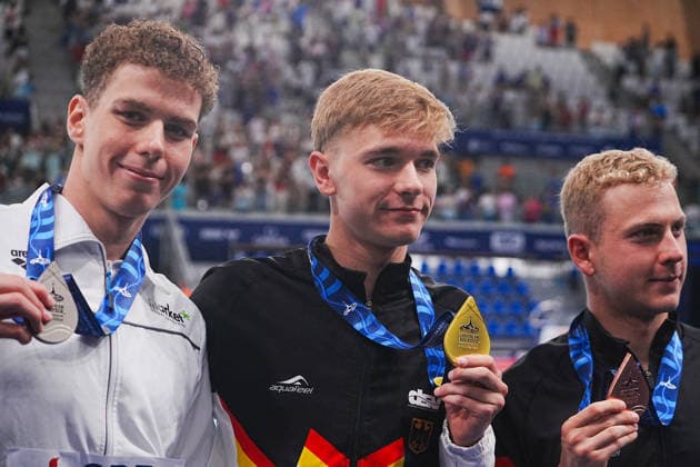 15 Aout European Aquatics Championships Paris 2026 Finales SARKANY Zalan of Hongrie , LiebMann Johannes and Klemet Olivier of Germany During Podium 1500 M Freestyle Men at the European Swimming Championships at the Greater Paris Metropolis Olympic Aquatics Centre in Paris (France) on August 15, 2026.Credit Laurent Lairys Podium 50 M Freestyle Women at the European Swimming Championships at the Greater Paris Metropolis Olympic Aquatics Centre in Paris (France) on August 12, 2026.Credit Laurent Lairys Podium 50 M Freestyle Women at the European Swimming Championships at the Greater Paris Metropolis Olympic Aquatics Centre in Paris (France) on August 15, 2026.Credit Laurent Lairys During Finale 4000 M Freestyle Men at the European Swimming Championships at the Greater Paris Metropolis Olympic Aquatics Centre in Paris (France) on August 16 2026.Credit Laurent Lairys parisFrance  Copyright: xLaurentxLairysx