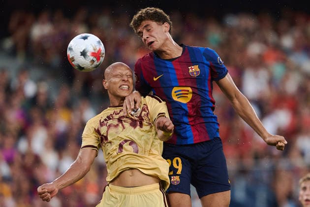 ESP La Festa del Gamper Estrella Damm: FC Barcelona vs. Al Ahly. Hamza Abdelkarim of Barcelona during the 2026 Joan Gamper Trophy friendly match. La Festa del Gamper Estrella Damm: FC Barcelona vs. Al Ahly was played at Spotify Camp Nou Stadium in Barcelona on August 19, 2026, in Spain. Barcelona, Spain. Soccer Copyright: xGerardxFrancox xAgenciaxLOFx