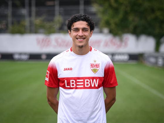 SOCCER: BUNDESLIGA 1, 2026–2027 SEASON, August 18, 2026: Photo shoot at VfB Stuttgart s training facility with Ameen Al Dakhil