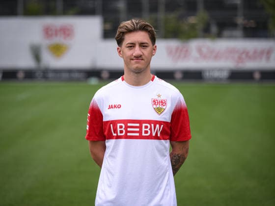 SOCCER: BUNDESLIGA 1, 2026–2027 SEASON, August 18, 2026: Photo shoot at VfB Stuttgart’s training facility with Angelo Stiller