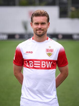 SOCCER: BUNDESLIGA 1, 2026–2027 SEASON, AUGUST 18, 2026: Photo shoot at VfB Stuttgart s training facility with Maximilian Mittelstaedt