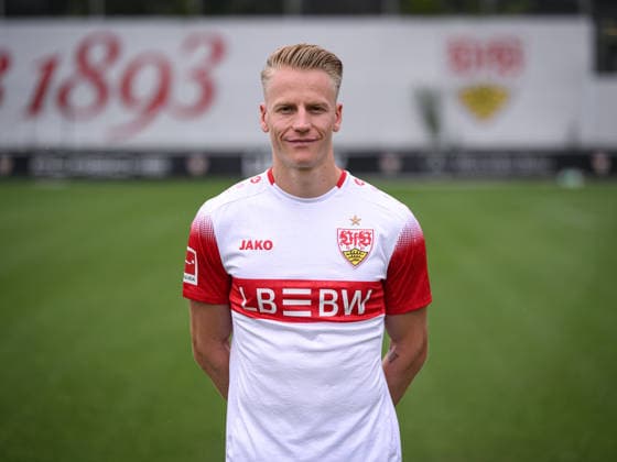 SOCCER: BUNDESLIGA 1, 2026–2027 SEASON, August 18, 2026: Photo shoot at VfB Stuttgart’s training facility with Chris Fuehrich