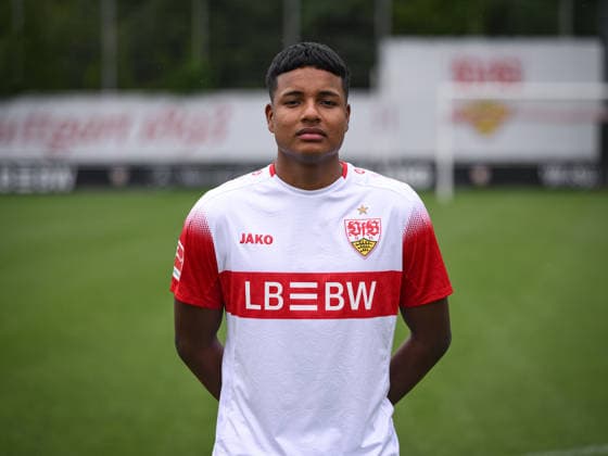 SOCCER: BUNDESLIGA 1, 2026–2027 SEASON, August 18, 2026: Photo shoot at VfB Stuttgart’s training facility with Jeremy Arevalo