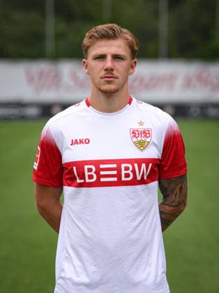 SOCCER: BUNDESLIGA 1, 2026–2027 SEASON, August 18, 2026: Photo shoot at VfB Stuttgart’s training facility with Finn Jeltsch