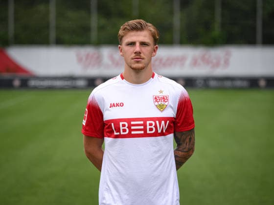 SOCCER: BUNDESLIGA 1, 2026–2027 SEASON, August 18, 2026: Photo shoot at VfB Stuttgart’s training facility with Finn Jeltsch
