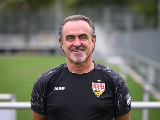 SOCCER: BUNDESLIGA 1, 2026–2027 SEASON, August 18, 2026: Photo session at VfB Stuttgart’s training facility with team manager Guenther Schaefer