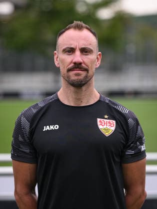 SOCCER: BUNDESLIGA 1, 2026–2027 SEASON, AUGUST 18, 2026: Photo shoot at VfB Stuttgart’s training facility with athletic trainer Matthias Schiffers