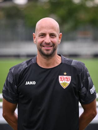 SOCCER: BUNDESLIGA 1, 2026–2027 SEASON, August 18, 2026: Photo session at VfB Stuttgart’s training facility with goalkeeper coach Steffen Krebs