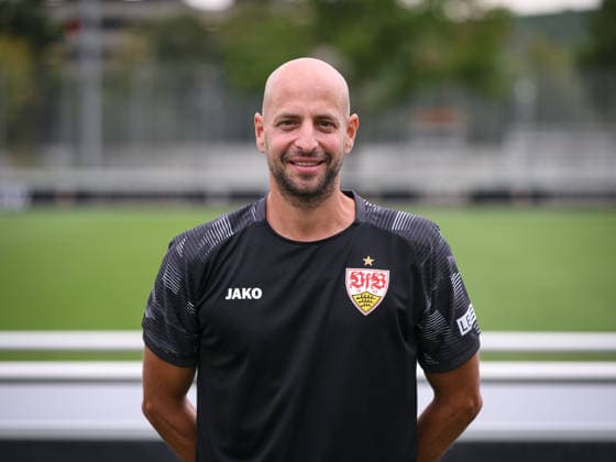 SOCCER: BUNDESLIGA 1, 2026–2027 SEASON, August 18, 2026: Photo session at VfB Stuttgart’s training facility with goalkeeper coach Steffen Krebs