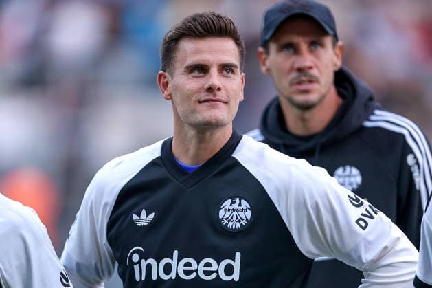 August 21, 2026, Soccer, SC St. Tönis vs. Eintracht Frankfurt, First Round of the 2026–27 DFB Cup, Grotenburg Stadium in Krefeld, 2026–2027 Season, Goalkeeper Michael Zetterer, Eintracht Frankfurt, 23. DFB regulations prohibit any use of photographs as image sequences and or quasi-video. North Rhine-Westphalia, Germany