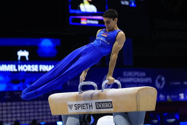Zagreb, 21.08.2026. - 37TH EUROPEAN MEN™S ARTISTIC GYMNASTICS, Men s Artistic Gymnastics, Apparatus Final, Floor exercise, SENIORS. 503 MANUKYAN Hamlet (ARM) Men s Artistic Gymnastics Apparatus Final , Pommel horse, Individual SENIORS.  2S6A8131
