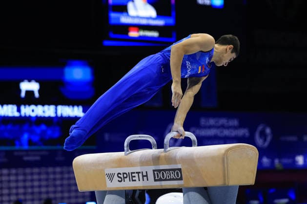 Zagreb, 21.08.2026. - 37TH EUROPEAN MEN™S ARTISTIC GYMNASTICS, Men s Artistic Gymnastics, Apparatus Final, Floor exercise, SENIORS. 503 MANUKYAN Hamlet (ARM) Men s Artistic Gymnastics Apparatus Final , Pommel horse, Individual SENIORS.  2S6A8145