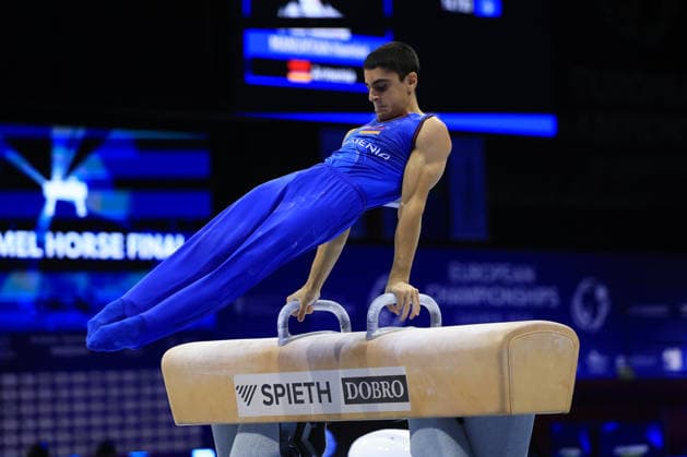 Zagreb, 21.08.2026. - 37TH EUROPEAN MEN™S ARTISTIC GYMNASTICS, Men s Artistic Gymnastics, Apparatus Final, Floor exercise, SENIORS. 503 MANUKYAN Hamlet (ARM) Men s Artistic Gymnastics Apparatus Final , Pommel horse, Individual SENIORS.  2S6A8280