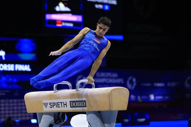 Zagreb, 21.08.2026. - 37TH EUROPEAN MEN™S ARTISTIC GYMNASTICS, Men s Artistic Gymnastics, Apparatus Final, Floor exercise, SENIORS. 503 MANUKYAN Hamlet (ARM) Men s Artistic Gymnastics Apparatus Final , Pommel horse, Individual SENIORS.  2S6A8315