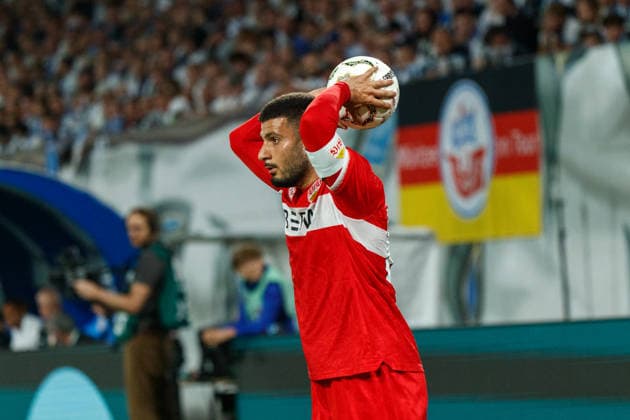 Throw-in by Deniz Undav (VfB GER), FC Hansa Rostock vs. VfB Stuttgart, Soccer, Men, DFB Cup, First Round, 2026–2027 Season, August 21, 2026, Rostock Ostseestadion, Mecklenburg-Western Pomerania, Germany
