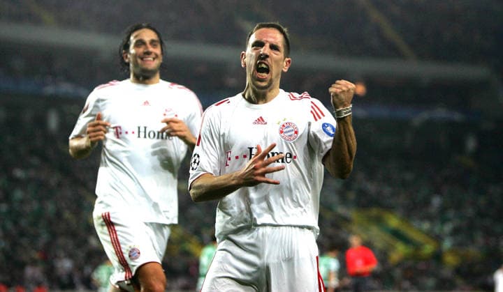 Soccer, Champions League, Sporting Lisbon, Bayern Munich, Franck Ribéry, Bayern Munich, celebration, Lisbon, Portugal  Copyright: xM.i.s.x