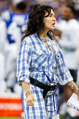 Aug 22, 2026; Indianapolis, Indiana, USA; Indianapolis Colts Owner & CEO Carlie Irsay-Gordon during NFL, American Football Herren, USA preseason game action against the Atlanta Falcons at Lucas Oil Stadium. Mandatory Credit: -Cal Media NFL 2026: Falcons Vs Colts AUG 22  - ZUMAc04_ 20260822_zma_c04_292 Copyright: xJohnxMersitsx