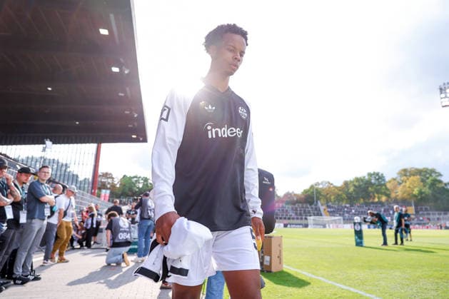 August 21, 2026, Soccer, SC St. Tönis vs. Eintracht Frankfurt, First Round of the 2026–27 DFB Cup, Grotenburg Stadium in Krefeld, 2026–2027 season, Julian Etse, Eintracht Frankfurt 53. DFB regulations prohibit any use of photographs as image sequences and or quasi-video. North Rhine-Westphalia, Germany