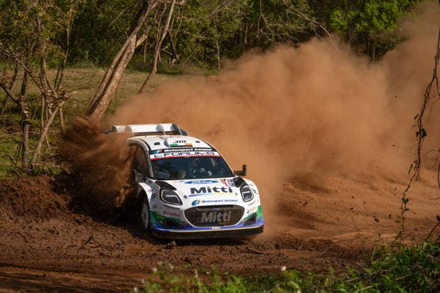 IPA87854954 - 55 Driver Joshua McErlean and Co-Driver Eoin Treacy of the M Ford World Rally Team, driving the Ford Puma Rally1, take on the shakedown during the FIA World Rally Championship WRC, Motorsport Rallye, WM Ueno Rally of Paraguay 2026 on August 27 in Encarnación, Paraguay  Copyright: xLucaxBarsali IPAxSportx xx 87854954
