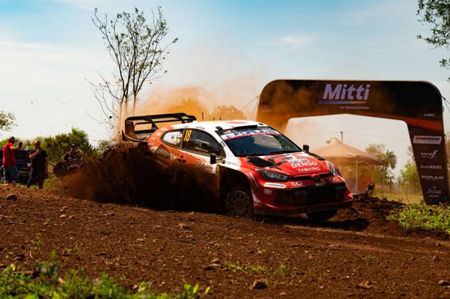 IPA87854957 - Driver Takamoto Katsuta and co-driver Aaron Johnston of Team Toyota Gazoo Racing WRT, driving a Toyota GR Yaris Rally1, faced a shakedown during the FIA World Rally Championship WRC, Motorsport Rallye, WM Ueno Rally of Paraguay on August 27, 2026, in Encarnación, Paraguay.  Copyright: xLucaxBarsali IPAxSportx xx 87854957