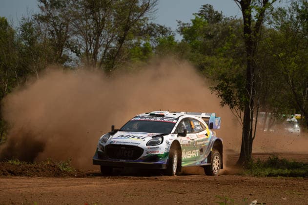 IPA87854952 - 55 Driver Joshua McErlean and Co-Driver Eoin Treacy of the M Ford World Rally Team, driving the Ford Puma Rally1, take on the shakedown during the FIA World Rally Championship WRC, Motorsport Rallye, WM Ueno Rally of Paraguay 2026 on August 27 in Encarnación, Paraguay  Copyright: xLucaxBarsali IPAxSportx xx 87854952