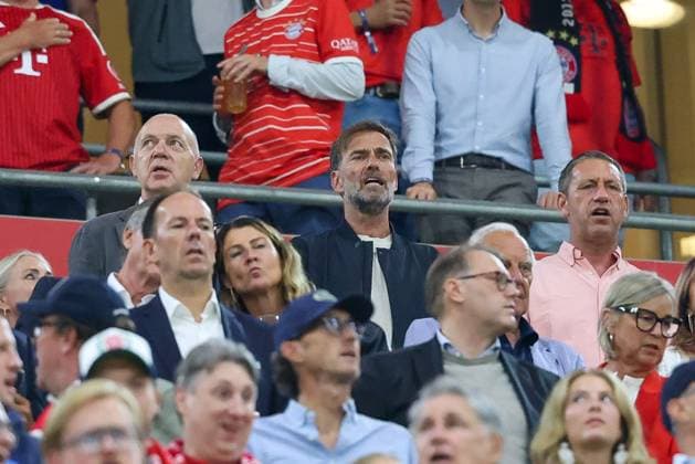 German National Team Coach Juergen Klopp in the stands, FC Bayern Munich vs. VfB Stuttgart, soccer, Bundesliga 1, Matchday 1, August 28, 2026. DFL and DFB regulations prohibit any use of photographs as image sequences and or quasi-video. Munich, Bayern, Germany Copyright: xkolbert-press ChristianxKolbertx