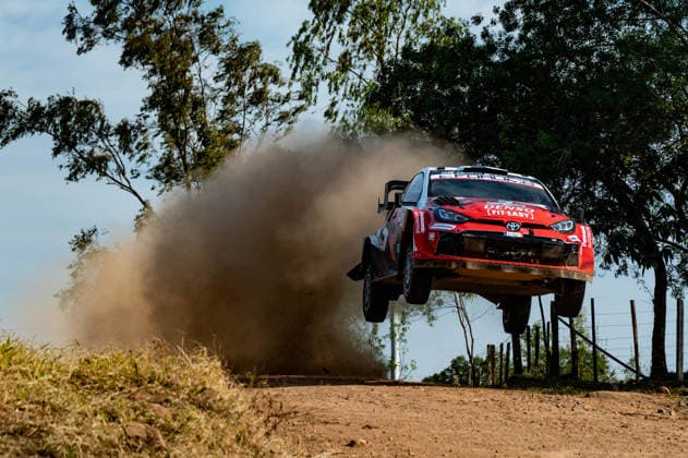 IPA87885156 - Driver Sami Pajari and co-driver Marko Salminen of the Toyota Gazoo Racing WRT team, driving a Toyota GR Yaris Rally1, will compete on the first day of the 2026 FIA World Rally Championship WRC, Motorsport Rallye, WM Ueno Rally of Paraguay on August 28 in Encarnación, Paraguay.  Copyright: xLucaxBarsali IPAxSportx xx 87885156