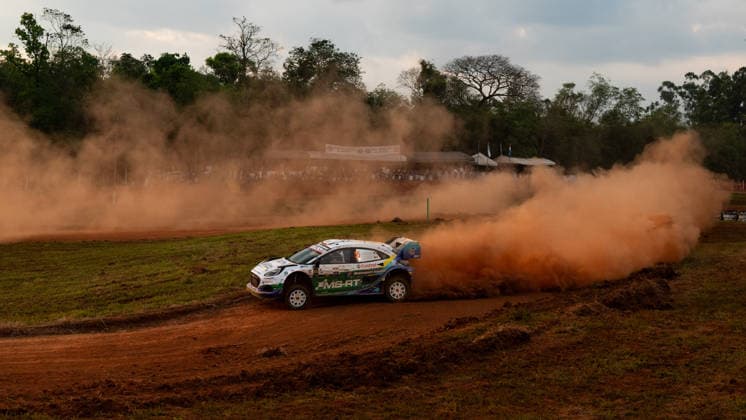IPA87885224 - , 55 Driver Joshua McErlean and Co-Driver Eoin Treacy of the M Ford World Rally Team, driving the Ford Puma Rally1, are in 1st place,the first day of racing during the FIA World Rally Championship WRC, Motorsport Rallye, WM Ueno Rally of Paraguay 2026 on August 28 in Encarnación, Paraguay  Copyright: xLucaxBarsali IPAxSportx xx 87885224