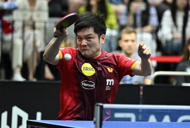 German Table Tennis Cup Grand Opening with Fan Zhendong of Borussia Düsseldorf (photo ms0829) NUREMBERG, GERMANY, AUGUST 29, 2026 Fan Zhendong of Borussia Düsseldorf (photo ms0829) in action at the Table Tennis Bundesliga Cup Grand Opening for the 2026–2027 season at the Kia Metropol Arena in Nuremberg, Bavaria, Germany