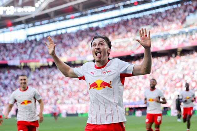 Rocco Reitz of RB Leipzig celebrates his goal to make it 3–0 during the Bundesliga match between RB Leipzig and Borussia Mönchengladbach, Red Bull Arena on August 29, 2026, in Leipzig, Germany. Photo by Marco Steinbrenner, DeFodi Images. Rocco Reitz of RB Leipzig celebrates after scoring his team’s third goal during the Bundesliga match between RB Leipzig and Borussia Mönchengladbach at Red Bull Arena on August 29, 2026 in Leipzig, Germany. Photo by Marco Steinbrenner, DeFodi Images. DFB and DFL regulations prohibit any use of photographs as image sequences and or quasi-video. Photo by Marco Steinbrenner, DeFodi Images.