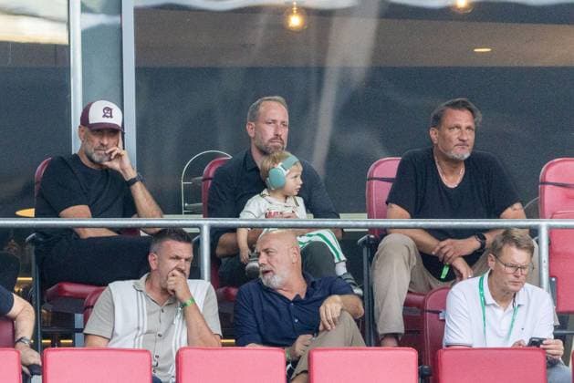 Germany National Team Coach Juergen Klopp, FC Augsburg Managing Director Michael Stroell, and FC Augsburg President Markus Krapf (from left), FC Augsburg vs. FC Schalke 04, Bundesliga Soccer, 1. Bundesliga, Matchday 01, August 30, 2026. DFB regulations prohibit any use of photographs as image sequences and or quasi-video. Copyright: xkolbert-press PeterxFastlx