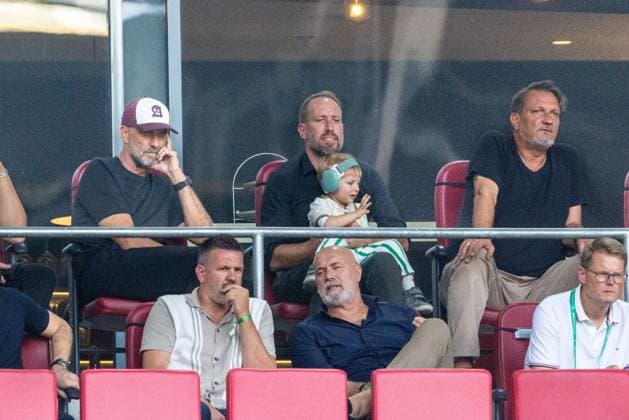 Germany National Team Coach Juergen Klopp, FC Augsburg Managing Director Michael Stroell, and FC Augsburg President Markus Krapf (from left), FC Augsburg vs. FC Schalke 04, Bundesliga Soccer, 1. Bundesliga, Matchday 01, August 30, 2026. DFB regulations prohibit any use of photographs as image sequences and or quasi-video. Copyright: xkolbert-press PeterxFastlx