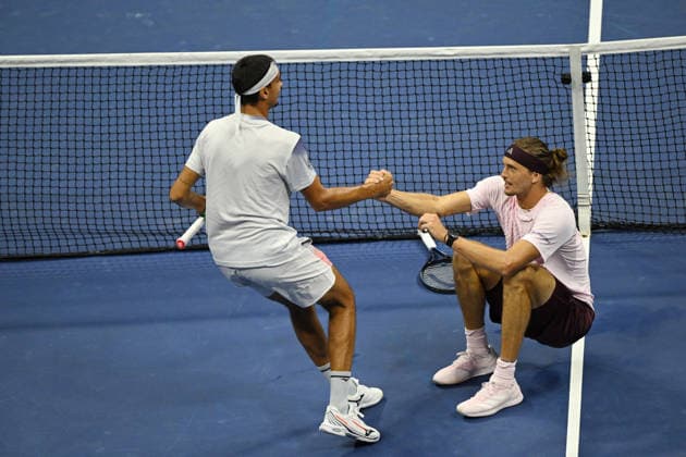 2026 U.S. Open: Lorenzo Sonego (ITA), Alexander Zverev (GER) — FOR EDITORIAL USE ONLY