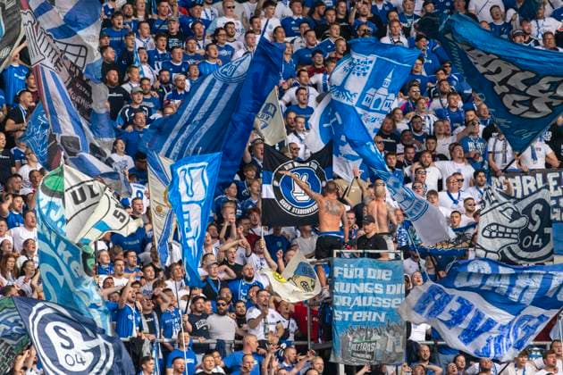 August 30, 2026, 2026–2027 Bundesliga, Matchday 1, FC Augsburg vs. FC Schalke 04, at the WWK Arena in Augsburg, Schalke fan section
