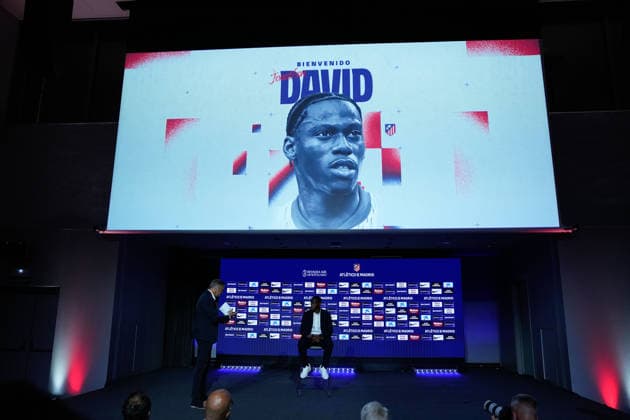 September 2, 2026, Madrid, Madrid, Spain: Jonathan David attends during his presentation as a new player of Atletico de Madrid at Riyadh Air Metropolitano stadium on September 02, 2026, in Madrid, Spain. Madrid Spain - ZUMAa181 20260902_zaa_a181_003 Copyright: xDennisxAgyemanx