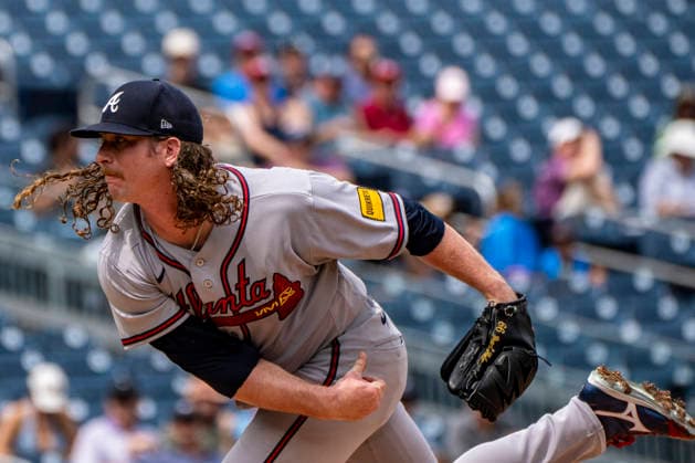 Atlanta Braves pitcher Grant Holmes (66) pitches in the bottom of the first inning during a game against the Washington Nationals at Nationals Park in Washington, DC on Wednesday, September 2, 2026.  WAP20260902409 BONNIExCASH