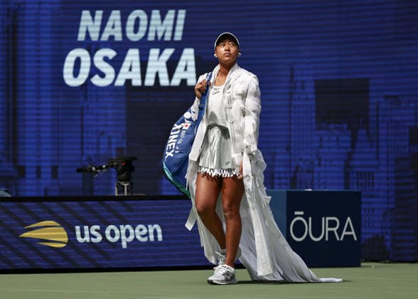 Naomi Osaka steps onto the court in a white dress at the U.S. Open Championships, Billie Jean King National Tennis Center, Flushing Meadows, New York, USA Copyright: xJuergenxHasenkopfx