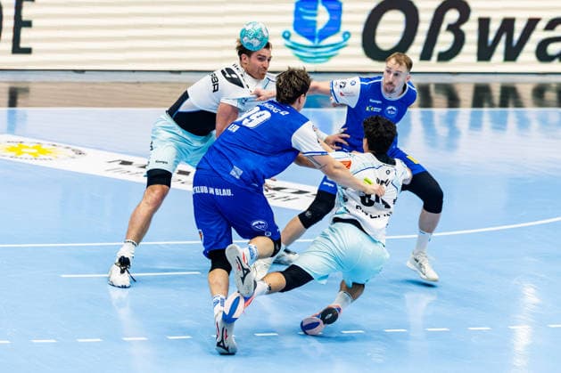 September 3, 2026, GER, Handball, Men, 2026–2027 Season, Opel 1st Division, Matchday 2, ThSV Eisenach vs. HBW Balingen Weilstetten, Stefan Bauer (HBW Balingen Weilstetten), Tillman Leu (ThSV Eisenach), 99, Yonatan Dayan, HBW Balingen Weilstetten; Dominik Solak, ThSV Eisenach, 30; 99817 Eisenach; Werner Assmann; Halle am Sportplatz; Thuringia, Germany