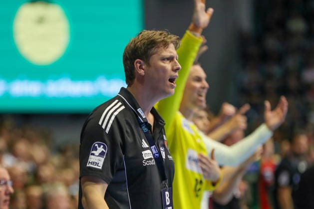 September 3, 2026, xgox, Handball: Opel HBL SC Magdeburg vs. Füchse Berlin (emspor), from left: Nicolej Krickau (Berlin), Magdeburg coach