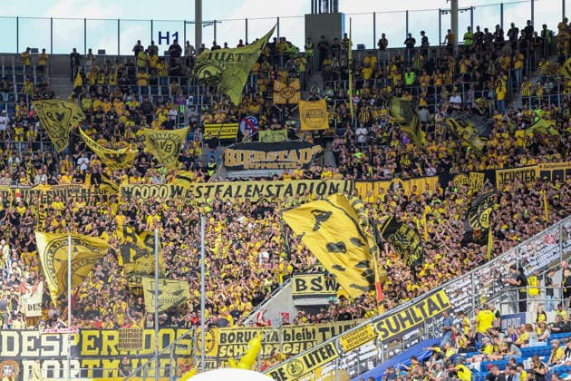 BVB Dortmund Fan Section, Germany, Soccer, Bundesliga 1, Matchday 2, 2026–2027, TSG Hoffenheim vs. Borussia Dortmund, September 5, 2026, Sinsheim SNP Arena, Germany Copyright: xGrantxHubbsx