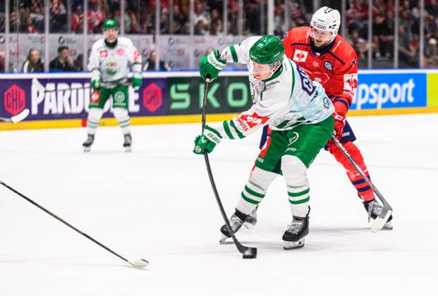 September 5, 2026: Fredrik Olofsson of Rögle during the CHL game between Dynamo Pardubice and Rögle on September 5, 2026 in Pardubice. Photo by Mathilda Schuler. BILDBYRAN code MA MA1033 ice hockey CHL Champions Hockey League Dynamo Pardubice Rögle Rögle BBENG ice hockey CHL Champions Hockey League Dynamo Pardubice Rögle Rögle BBENG Copyright: MATHILDAxSCHULER BB260905MA048