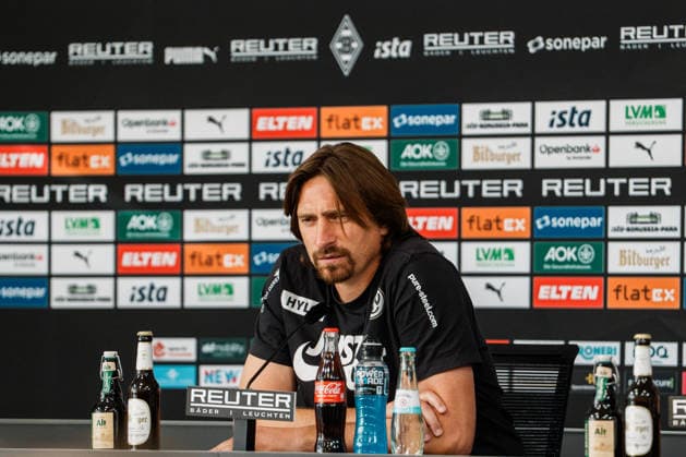 Germany Soccer 1st Bundesliga Men 2026–2027, Matchday 2: VfL Borussia Mönchengladbach vs. SV Elversberg at Borussia Park; Vincent Wagner, SV Elversberg coach; post-game press conference, away win, pride Copyright: xThiemoxRudolphx