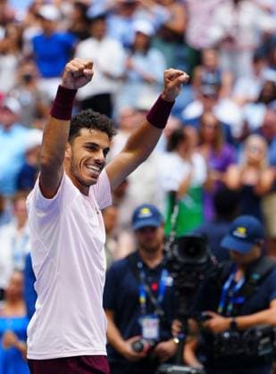 Francisco Cerundolo celebrates his five set win over Taylor Fritz after being two sets down 2026 US Open, Day Seven, USTA Billie Jean King National Tennis Center, New York, USA - 05 Sep 2026New York USTA Billie Jean King National T New York (NY) United States of America EDITORIAL USE ONLY No use with unauthorised audio, video, data, fixture lists, club league logos or live services. Online in-match use limited to 120 images, no video emulation. No use in betting, games or single club league player publications.  Copyright: xJavierxGarcia Shutterstockx 17134332aj