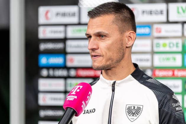 Thomas Woerle of SC Preussen Münster, head coach, in an interview on Magenta Sport GER; SC Preussen Münster vs. TSV Havelse, soccer, 3rd Division, Matchday 4, 2026–2027 season, September 5, 2026: DFL regulations prohibit the use of photographs as image sequences and or quasi-video. GER, SC Preussen Münster vs. TSV Havelse, soccer, 3. Liga, Matchday 4, 2026–2027 season, September 5, 2026, Münster Copyright: xEibner-Pressefoto JanxRollingerx EP_JSK