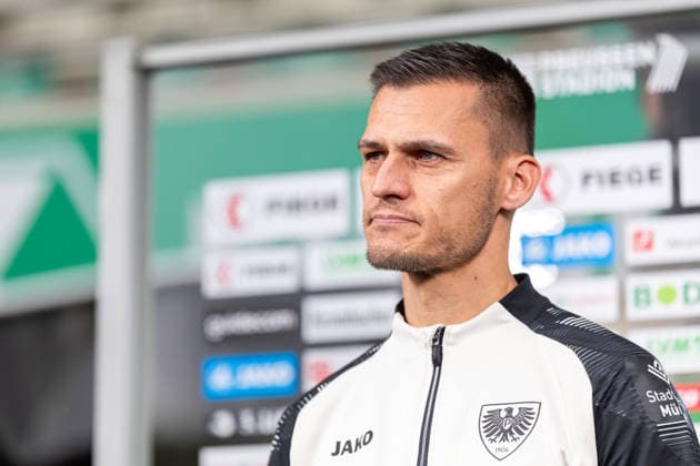 Thomas Woerle of SC Preussen Münster, head coach, in an interview on Magenta Sport GER; SC Preussen Münster vs. TSV Havelse, soccer, 3rd Division, Matchday 4, 2026–2027 season, September 5, 2026: DFL regulations prohibit the use of photographs as image sequences and or quasi-video. GER, SC Preussen Münster vs. TSV Havelse, soccer, 3. Liga, Matchday 4, 2026–2027 season, September 5, 2026, Münster Copyright: xEibner-Pressefoto JanxRollingerx EP_JSK