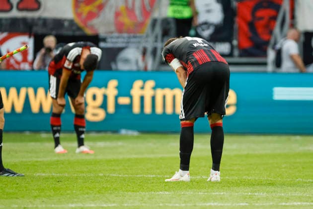 Younes Ebnoutalib (Eintracht Frankfurt, 11) and Robin Koch (Eintracht Frankfurt, 04) after the game, Germany, soccer, Bundesliga 1, Matchday 2, 2026–2027, Eintracht Frankfurt vs. FC Augsburg, September 6, 2026, Frankfurt am Main, Deutsche Bank Park, Germany Copyright: xGrantxHubbsx