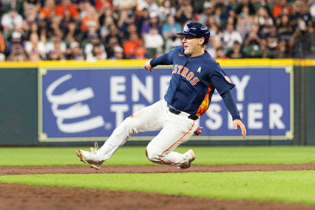 September 6, 2026, Houston, Texas, USA: Houston Astros outfielder DAULTON VARSHO dives to steal second base during the second inning of a Major League Baseball game between the Arizona Diamondbacks and the Houston Astros, September 6th, 2026, at Daikin Park in Houston, Texas. Houston USA - ZUMAg287 20260906_zsp_g287_011 Copyright: xMatthewxGuzmanx