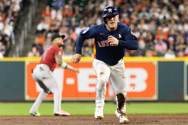 September 6, 2026, Houston, Texas, USA: Houston Astros outfielder DAULTON VARSHO runs to third base during the second inning of a Major League Baseball game between the Arizona Diamondbacks and the Houston Astros, September 6th, 2026, at Daikin Park in Houston, Texas. Houston USA - ZUMAg287 20260906_zsp_g287_012 Copyright: xMatthewxGuzmanx