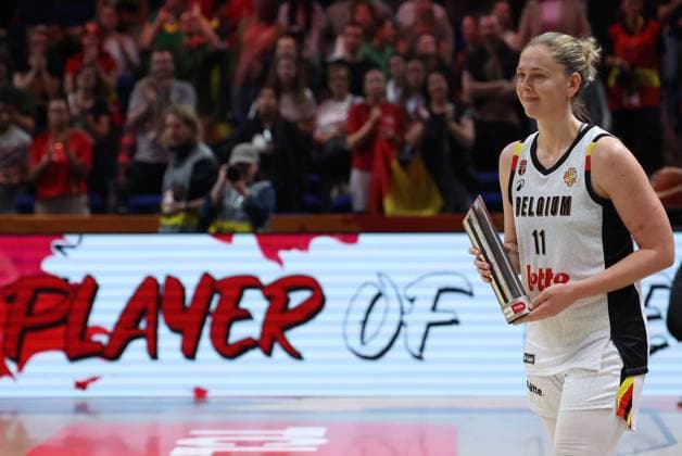 Belgium s Emma Meesseman celebrate after winning a basketball game between Belgian national team, Nationalteam Belgian Cats and Australia, game 3 of the group phase at the FIBA Women s Basketball World Cup, on Monday 7 September 2026, in Berlin, Germany. The FIBA Women s Basketball World Cup takes place in Berlin from 4 to 23 September 2026. VIRGINIExLEFOUR  x185541347x